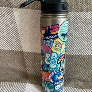 Life Is Good- Beach Life Sticker Collage Stainless Steel Water Bottle
